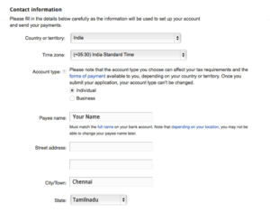 Adding payee Name in Google Adsense