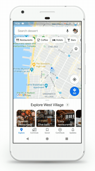 Google Maps explores 5 new navigation tabs at the bottom of the mobile screen 