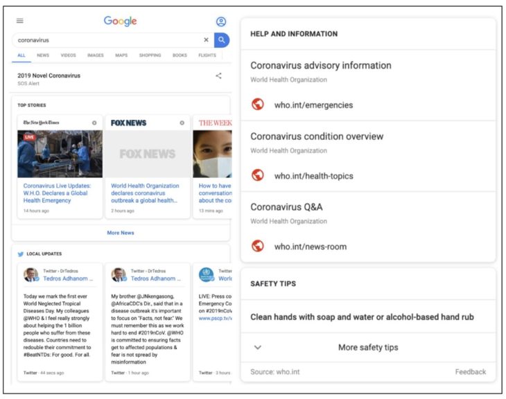 Corona Virus SOS Google Alert